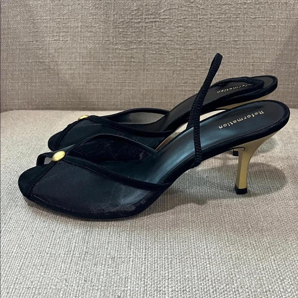 NEW Reformation Paula Slingback Sandal Black Size 9 - Picture 5 of 9